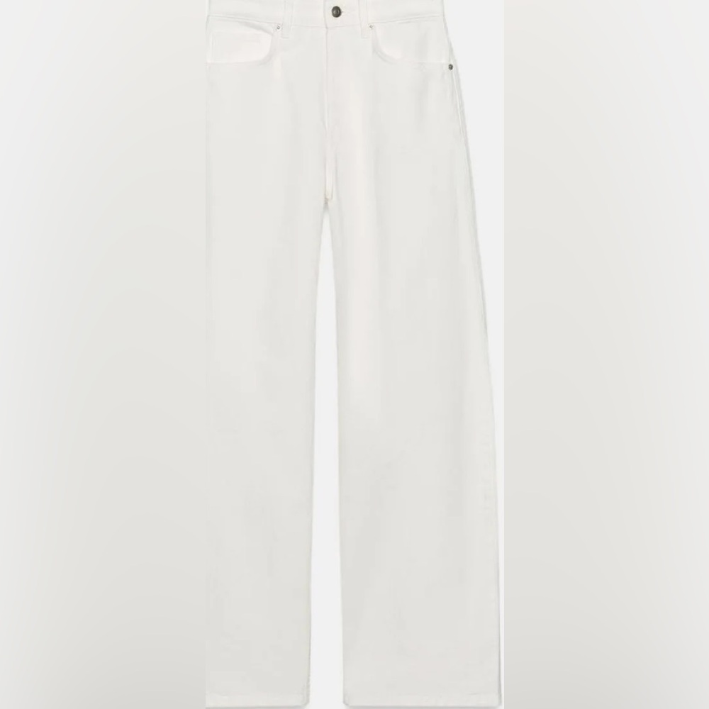 Zara low rise White Wide Leg Jeans pants summer full length 8 - Picture 2 of 8